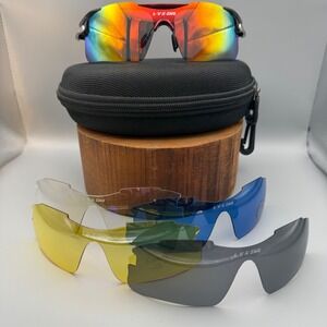 LVXING Cycling Sunglasses Men Unisex Multi Interchangeable 5 Lens Set Case Race